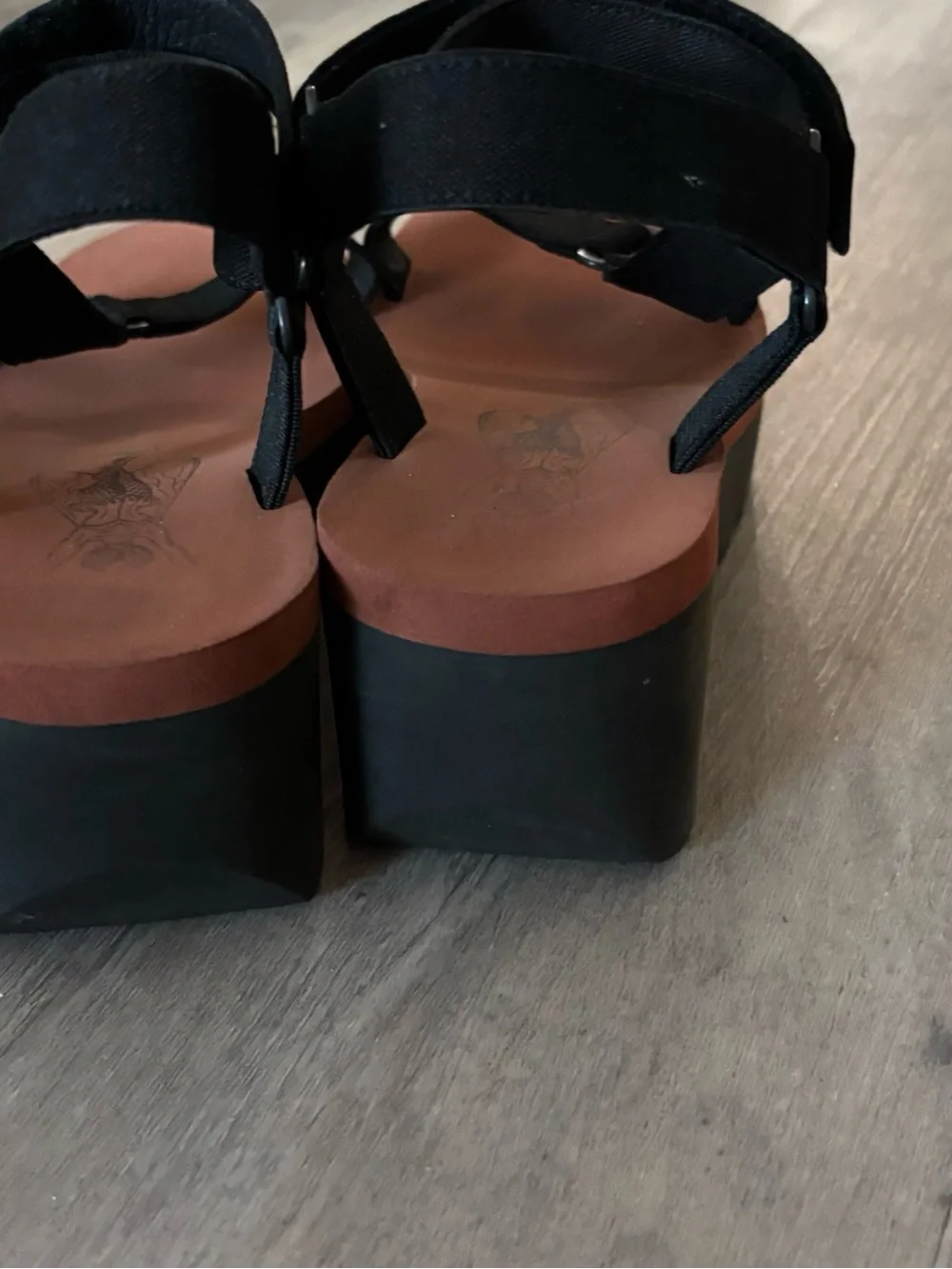 FLY Women’s Black Platform Sandal with Brown Footbed